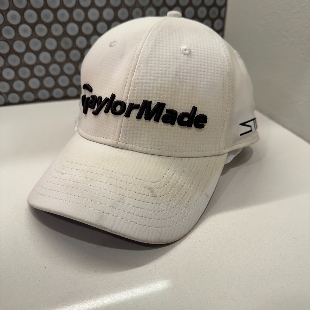 TaylorMade Hat Cap Strap Back White Performance Spellout Logo Casual‎ Golfer